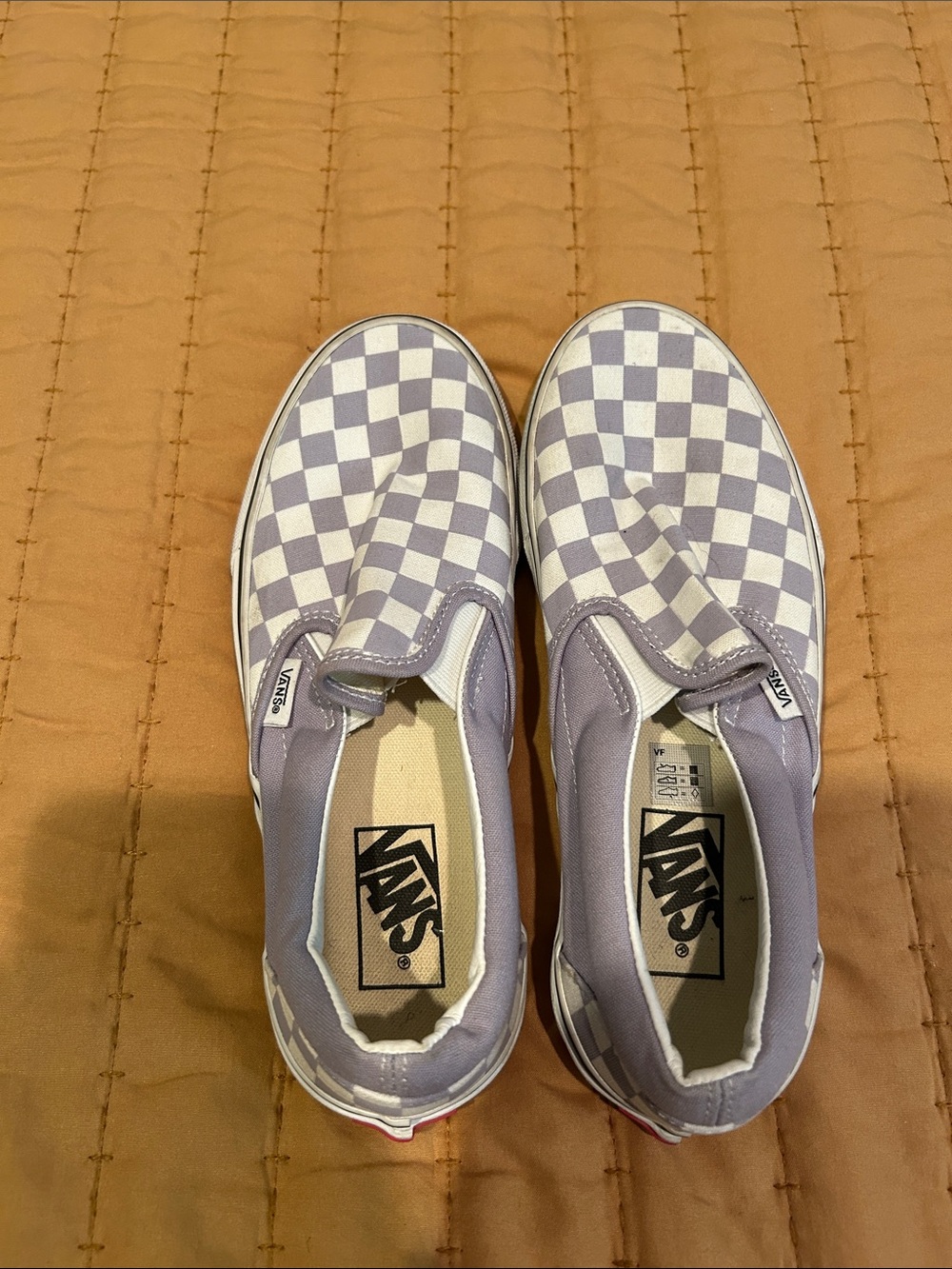 Vans Kids Slip-On Checkerboard Sneakers - Lavender and White